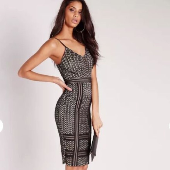 Missguided x Nordstrom Strappy Midi Bodycon Lace Dress- Size US 8 UK 12 - Picture 13 of 13